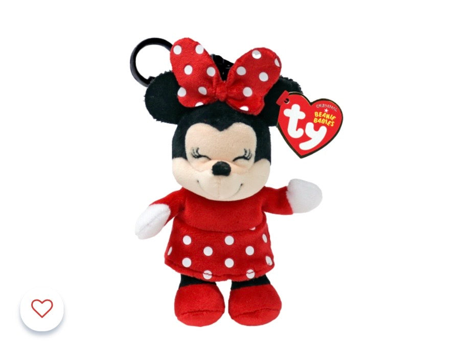 Ty Disney Minnie Mouse Plush Keychain Clip – Red Polka Dot Dress