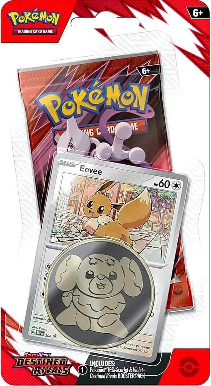 Pokémon TCG: Scarlet & Violet – Destined Rivals Blister Pack (Eevee Promo + Coin)