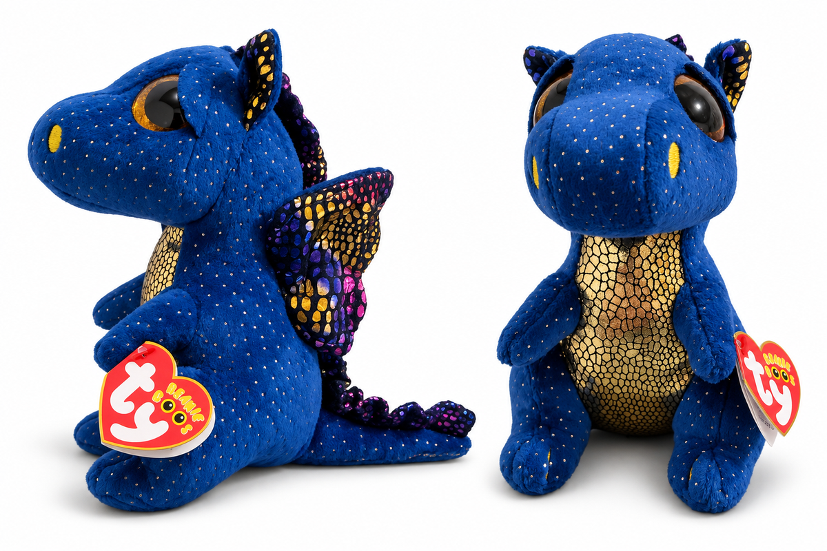 TY Beanie Boo Saffire Blue Dragon Plush – 8 Inch (small)