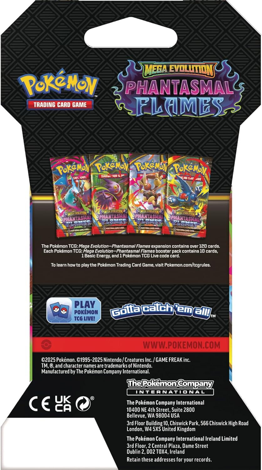 Pokémon TCG: Mega Evolution – Phantasmal Flames Sleeved Booster Pack (10 Cards)