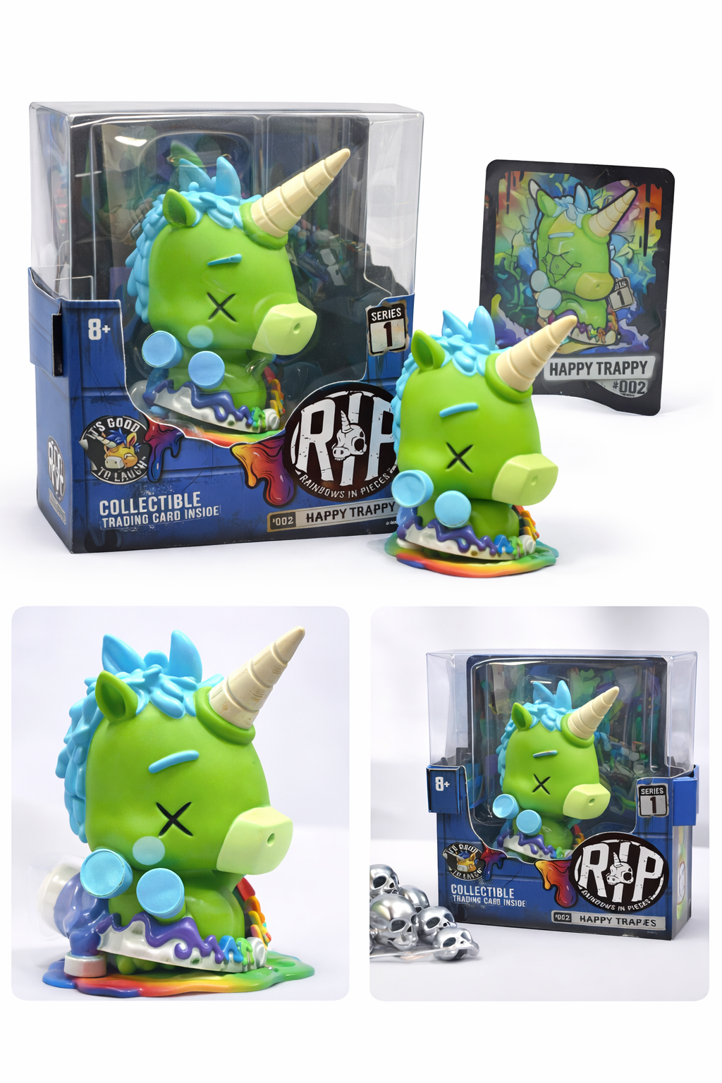 RIP Rainbows in Pieces Series 1 – Happy Trappy #002 Collectible Vinyl Figure + Trading Card