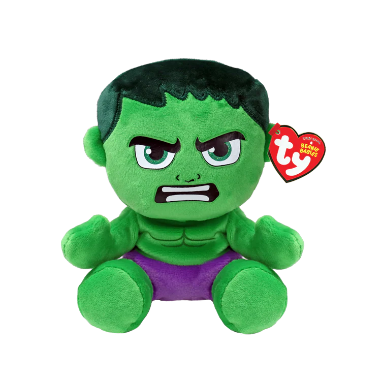 Ty Beanie Marvel Hulk Plush – Small 6 Inch Green Hulk Soft Toy – Official Ty Collectible