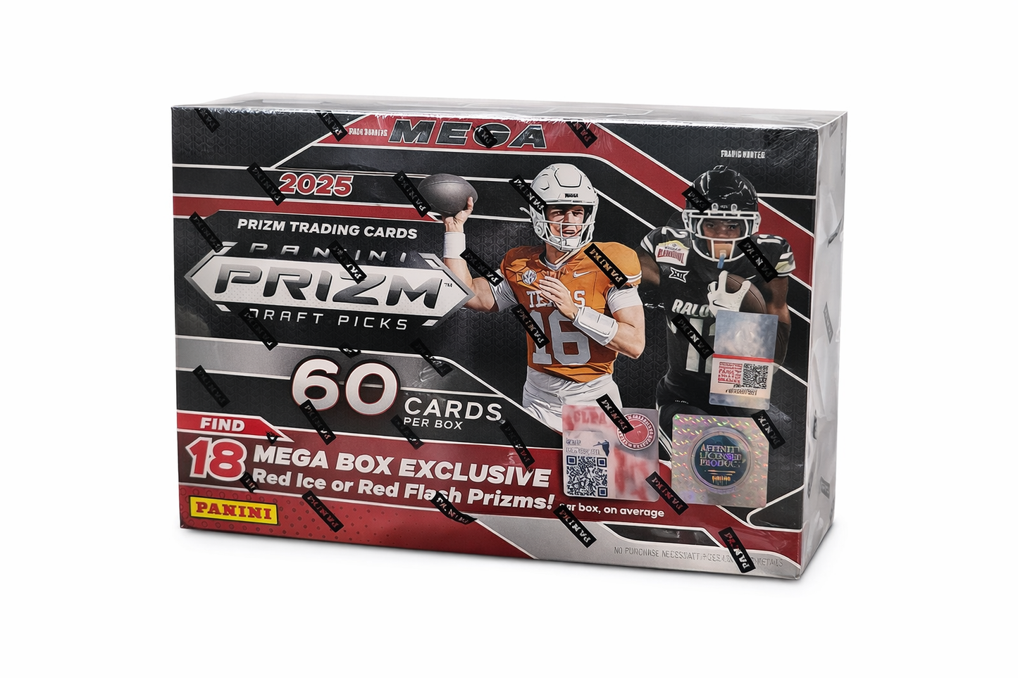 2025 Panini Prizm Draft Picks Football Mega Box – 60 Cards | Red Ice & Red Flash Prizms | NCAA Trading Cards