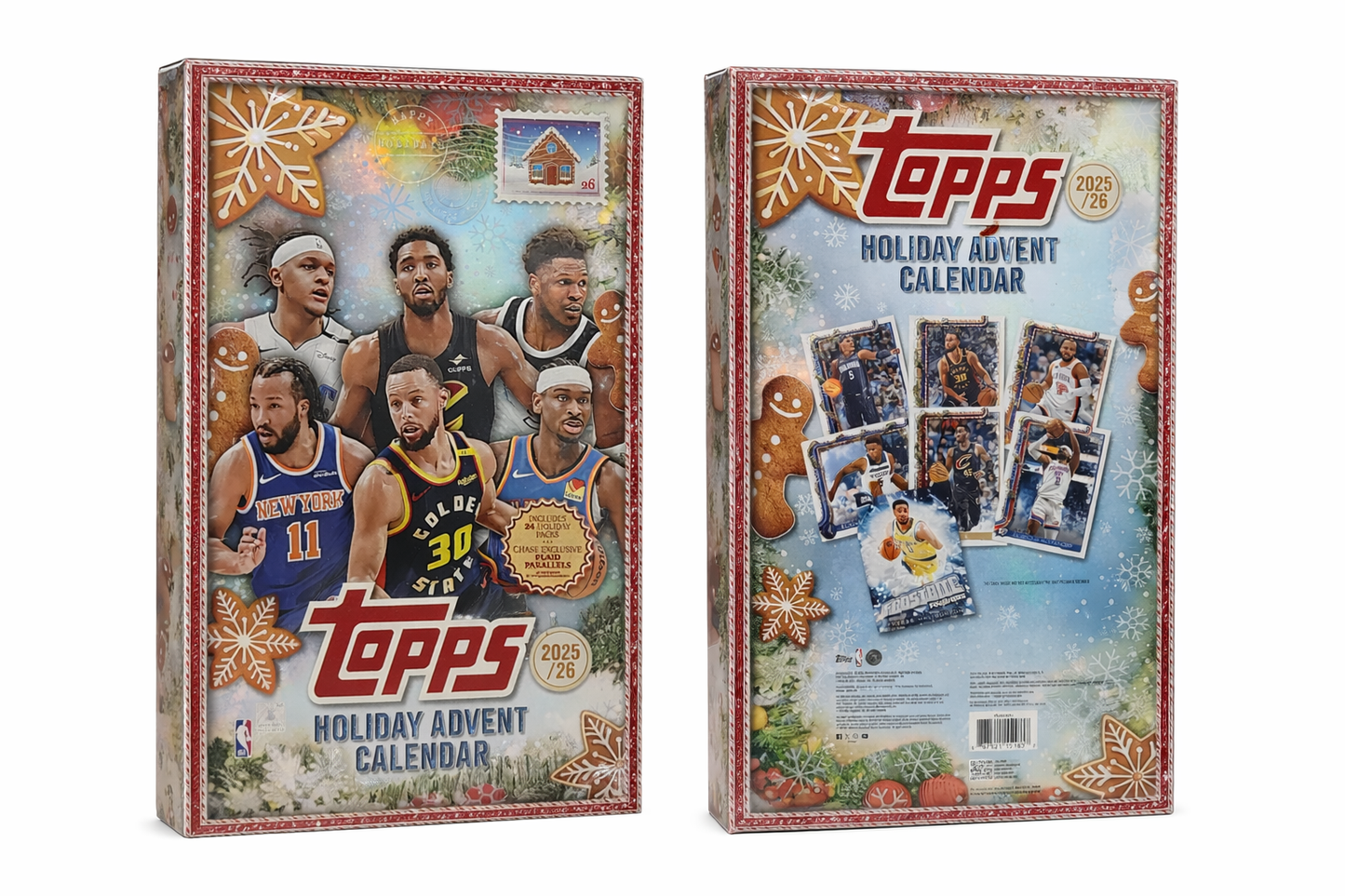 2025-26 Topps NBA Holiday Advent Calendar Box – 24 Packs | Exclusive Holiday Parallels Basketball Cards