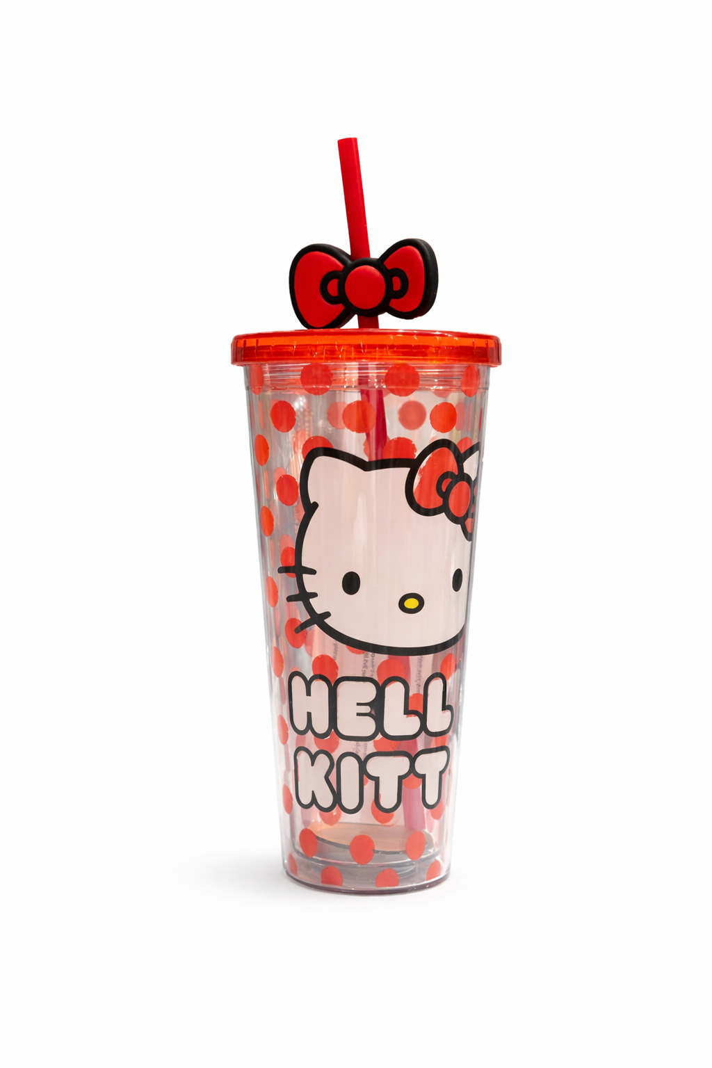 Hello Kitty Red Polka Dot Acrylic Tumbler with Straw & Bow Lid – Cute Sanrio Travel Cup