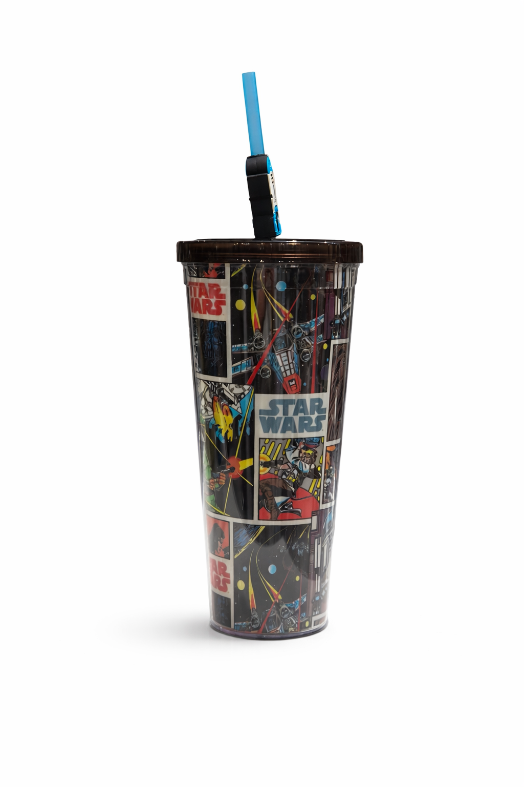 Star Wars Comic Art Acrylic Tumbler with Straw – Lightsaber Straw Top Travel Cup