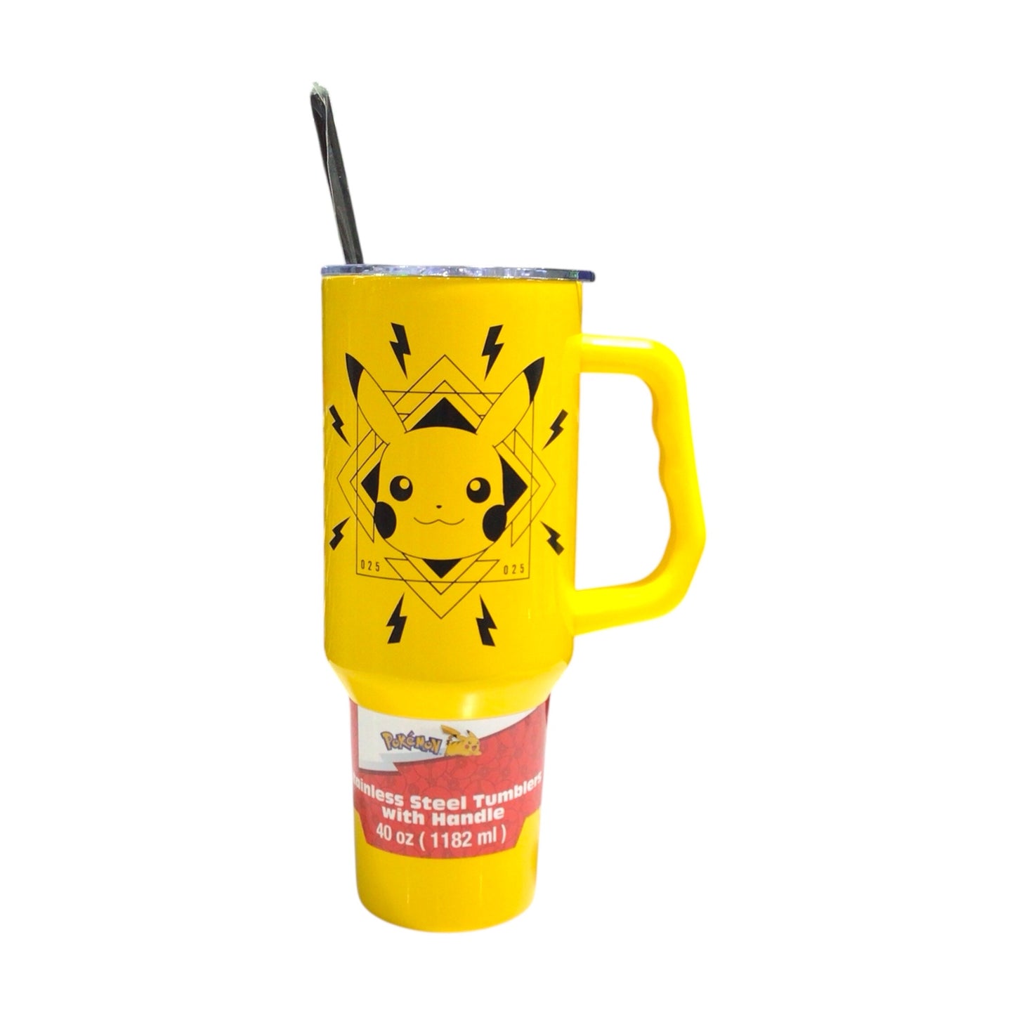 Pokémon Pikachu 40 oz Stainless Steel Tumbler with Handle & Straw – Yellow
