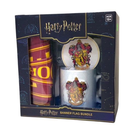 Harry Potter Gryffindor Banner Flag Gift Bundle – Mug, Felt Flag & Coaster