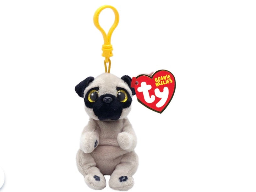 Ty Beanie Bellies Izzy Pug Plush Keychain Clip