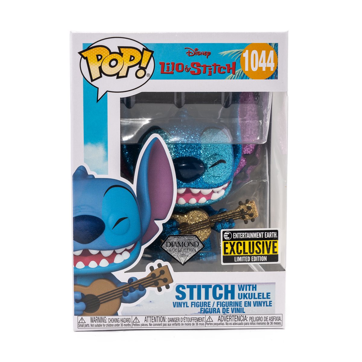 Lilo & Stitch Stitch with Ukulele Diamond Glitter Funko Pop! Vinyl Figure - Entertainment Earth Exclusive