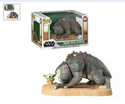 Funko POP! Deluxe Star Wars: The Book of Boba Fett – Grogu with Rancor #587 Jumbo Vinyl Figure (Approx. 10 in)