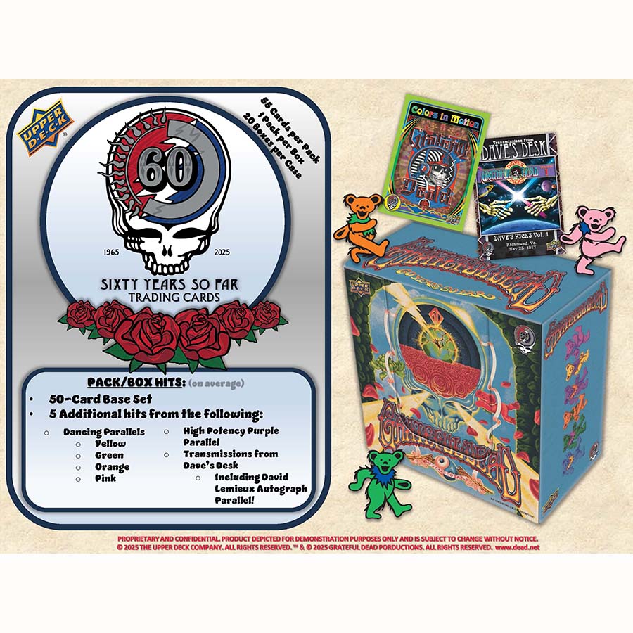 2025 Upper Deck Grateful Dead 60 Years So Far Visual Trip Trading Cards Box Set | 50-Card Base Set + 5 Inserts/Parallels