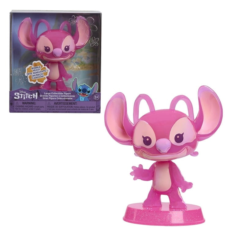Disney Stitch Angel Large Bobblehead Collectible Figure – Translucent Pink (5”)