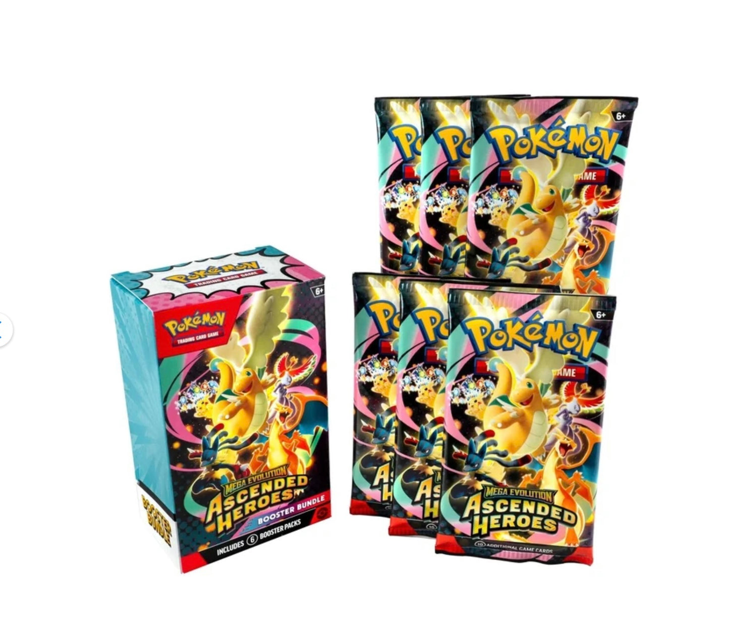 Pokémon TCG: Mega Evolution—Ascended Heroes Booster Bundle | 6 Factory Sealed Booster Packs