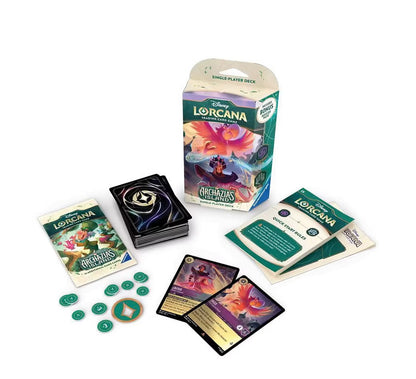 Disney Lorcana Archazia’s Island Starter Deck – Amethyst & Steel Iago & Jafar (Includes Booster Pack)