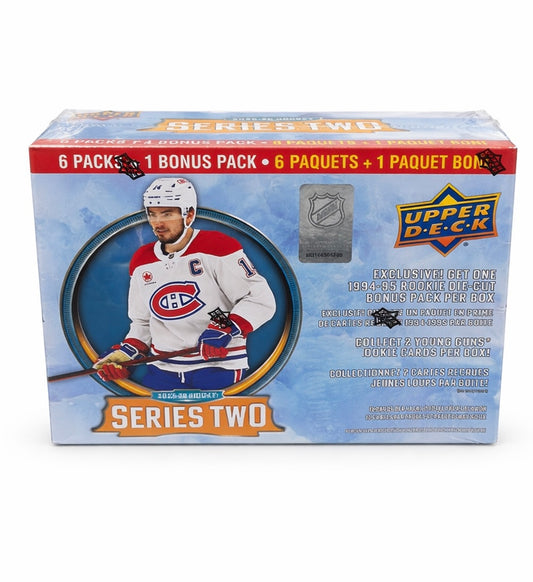 Upper Deck 2025-26 Hockey Series Two Retail Box (6 Packs + 1 Bonus Pack) NHL Trading Cards