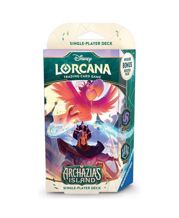 Disney Lorcana Archazia’s Island Starter Deck – Amethyst & Steel Iago & Jafar (Includes Booster Pack)