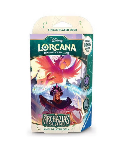 Disney Lorcana Archazia’s Island Starter Deck – Amethyst & Steel Iago & Jafar (Includes Booster Pack)