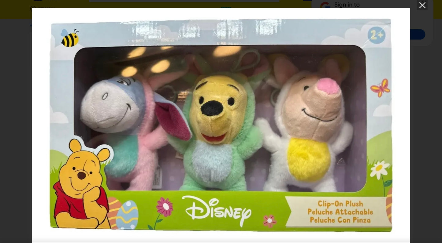 Disney Winnie the Pooh Easter Clip-On Plush 3-Pack – Pooh, Tigger & Eeyore