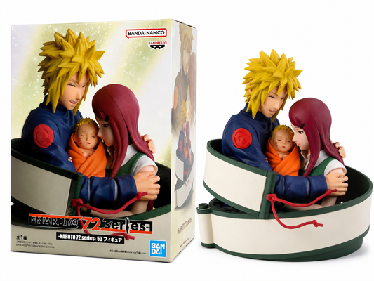 Banpresto Naruto 72 Series Figure – Minato Namikaze, Kushina Uzumaki & Baby Naruto | Bandai Spirits. Item #704801