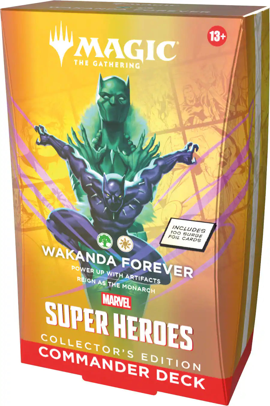 Magic: The Gathering x Marvel Super Heroes Collector’s Edition Commander Deck – Wakanda Forever (100 Surge Foil Cards)