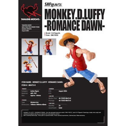 One Piece Monkey D. Luffy Romance Dawn S.H.Figuarts Action Figure - Reissue
One Piece Bandai Tamashii Nations Action Figures
Item Number: BLFBAS66473WNK