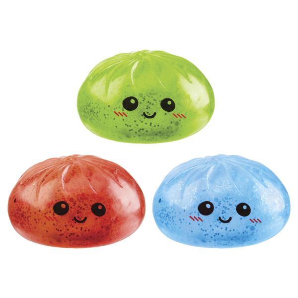 Glitter Steamed Bun Dumpling Squishy Toy – Assorted Colors – 3 Inch – Single