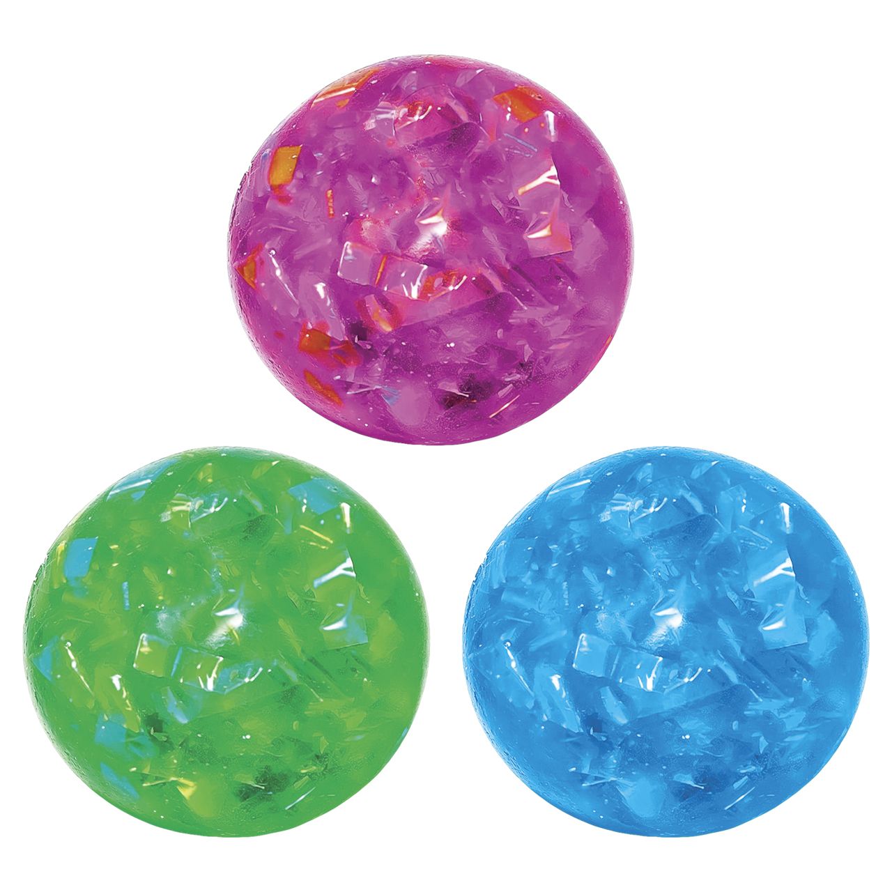 3-Pack Glitter Stress Ball Squishy Toys – 2.5 Inch – Assorted Colors