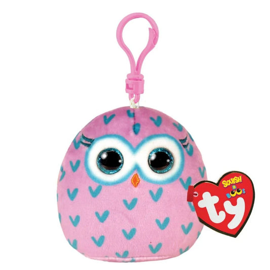 Ty Squish-A-Boos Winks Owl Plush Clip-On – Pink