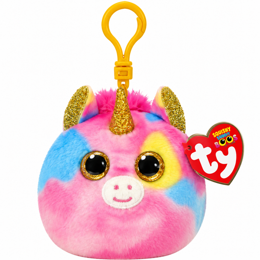 Ty Fantasia Unicorn Squish-A-Boo Plush Clip / Bag Tag / Keychain