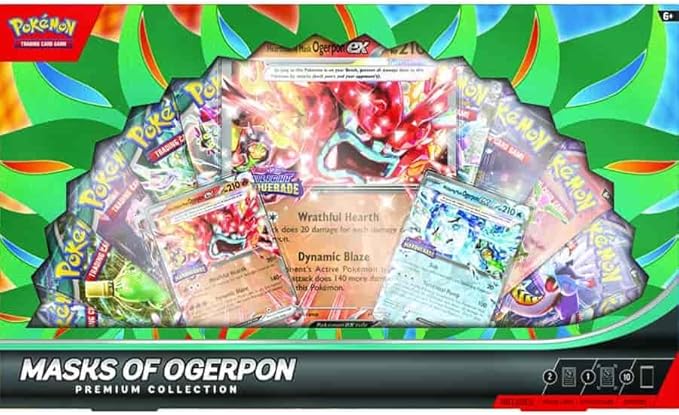 Pokémon TCG Masks of Ogerpon Premium Collection Box – Promo Cards & Booster Packs