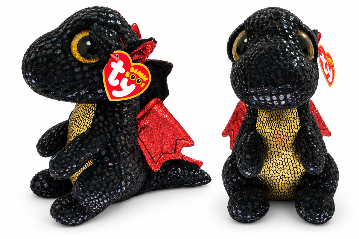 TY Beanie Boo Grindal Black Dragon Plush – Medium, 13 Inch