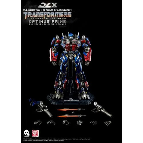 Transformers: Revenge of the Fallen Optimus Prime DLX Action Figure
Transformers Threezero Action Figures. Item Number: TH3Z0163a