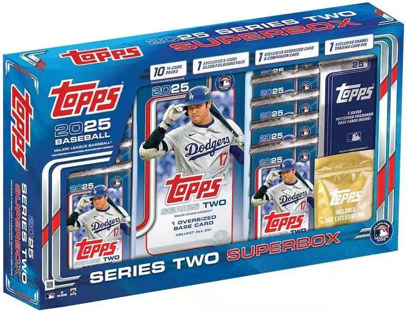 2025 Topps Series Two Baseball Super Box – 10 Packs, Exclusive Pin & Foilboard Cards