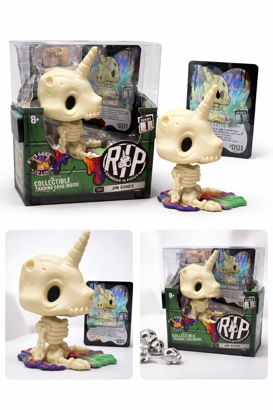 RIP Rainbows in Pieces Series 1 – Jim Bones #001 Collectible Vinyl Figure + Trading Card