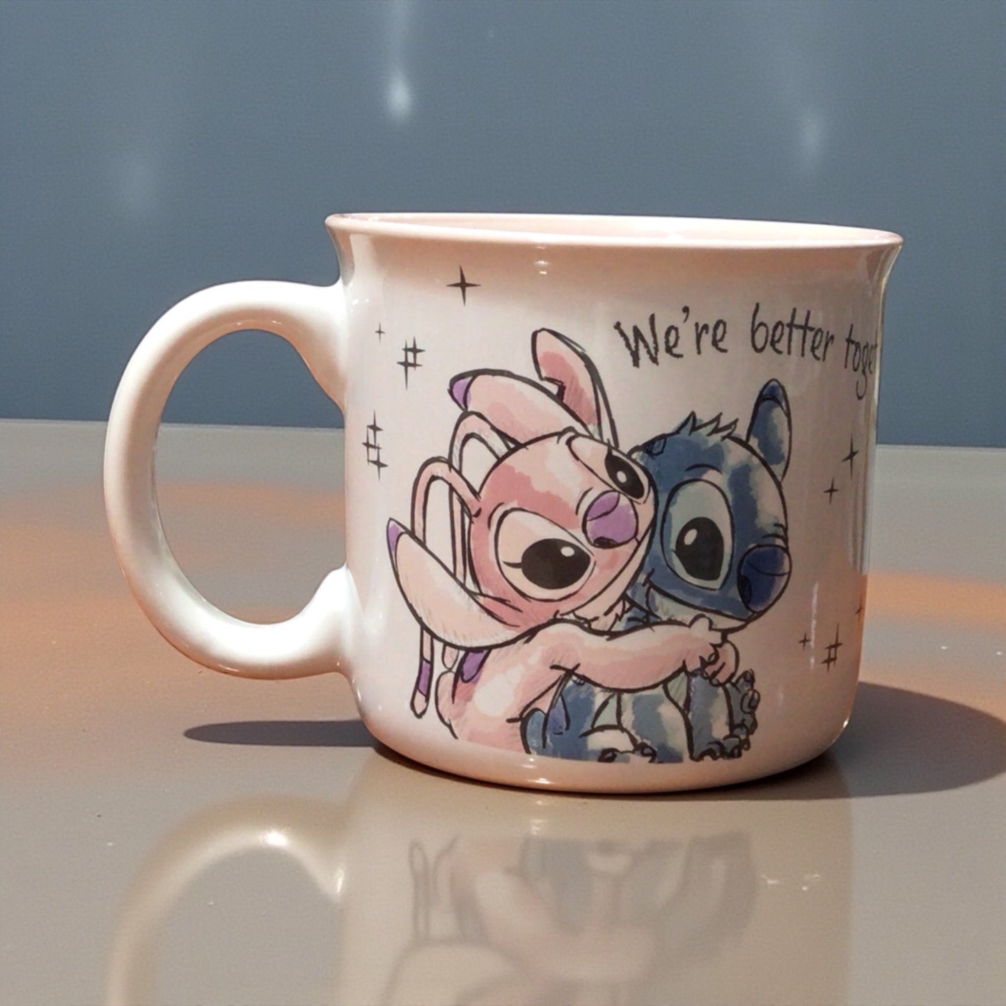 Disney Stitch & Angel “We’re Better Together” Ceramic Mug – Cute Couple Design