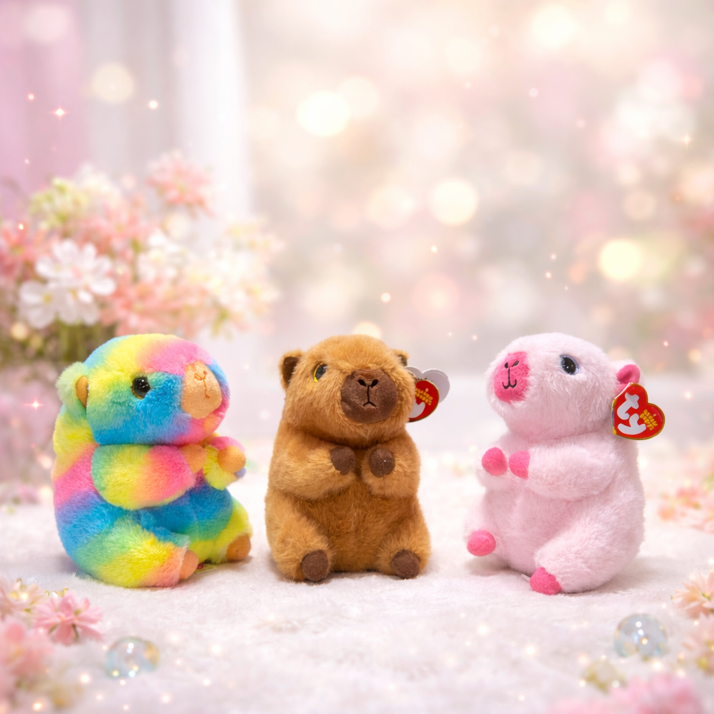 Ty Beanie Bellies Capybara 6” Plush Bundle – Lara, Petal & Savanna – Set of 3 – 100% Authentic