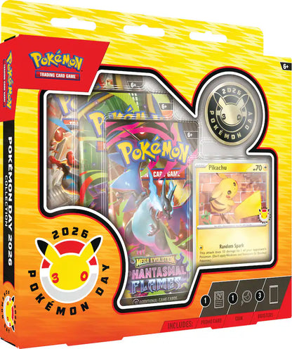 Pokémon TCG Pokémon Day 2026 Collection Box – Pikachu Promo Card + 3 Booster Packs