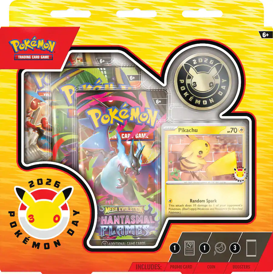 Pokémon TCG Pokémon Day 2026 Collection Box – Pikachu Promo Card + 3 Booster Packs