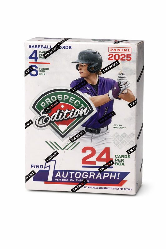 2025 Panini Prospect Edition Baseball Trading Cards Box – 6 Packs | 1 Autograph Per Box | Ice Parallels & Kaboom Chase