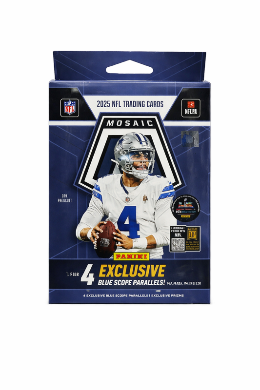 2025 Panini Mosaic NFL Trading Cards Hanger Pack – Exclusive Blue Scope Parallels