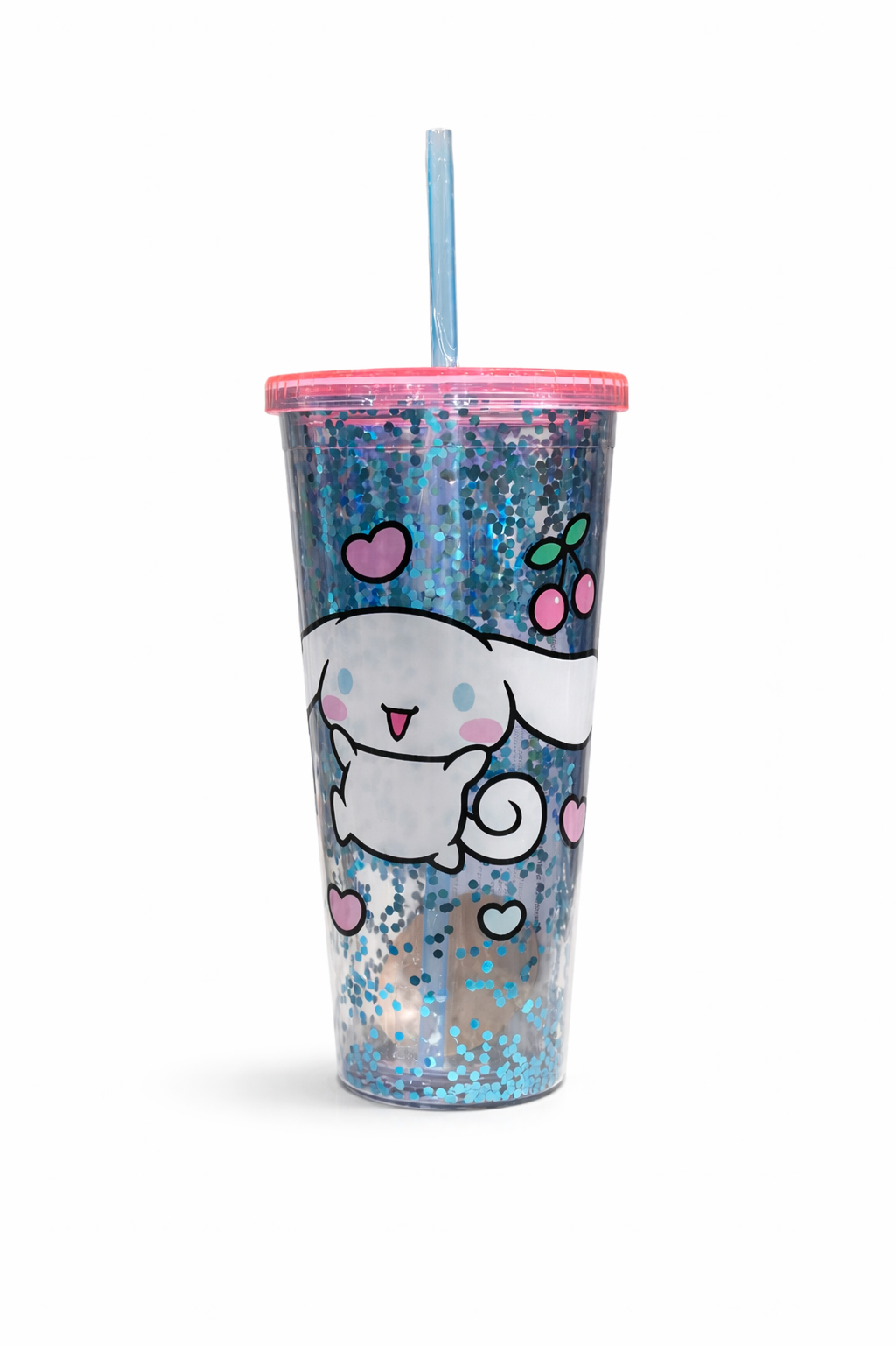 Cinnamoroll Glitter Acrylic Tumbler with Straw – Blue Sparkle Sanrio Travel Cup