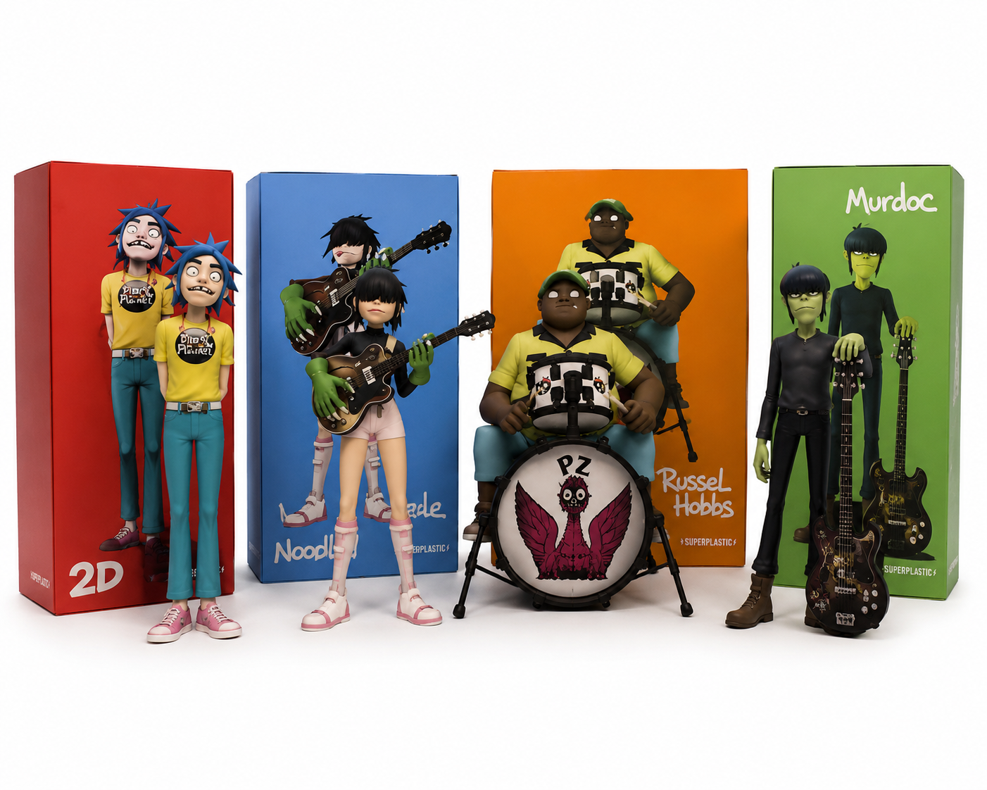 Gorillaz x Superplastic Song Machine Full Band Figure Set – 2D, Noodle, Russel & Murdoc Vinyl Collectibles