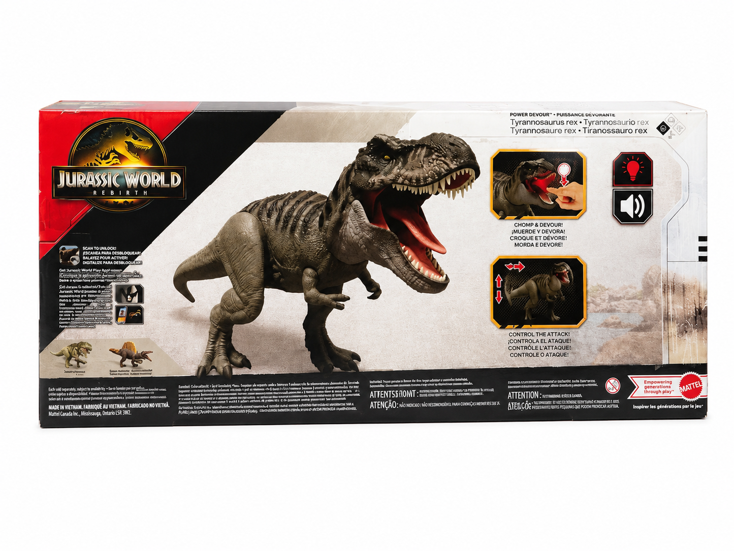 Jurassic World Rebirth Power Devour Tyrannosaurus Rex (T-Rex) Interactive Dinosaur Figure – Mattel