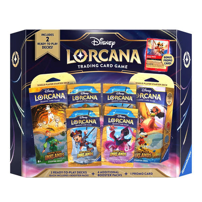 Disney Lorcana: Into the Inklands Gift Set – 2 Starter Decks, 4 Booster Packs & Exclusive Mickey Mouse Promo Card
