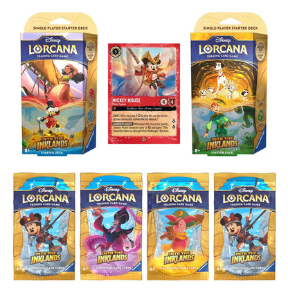Disney Lorcana: Into the Inklands Gift Set – 2 Starter Decks, 4 Booster Packs & Exclusive Mickey Mouse Promo Card