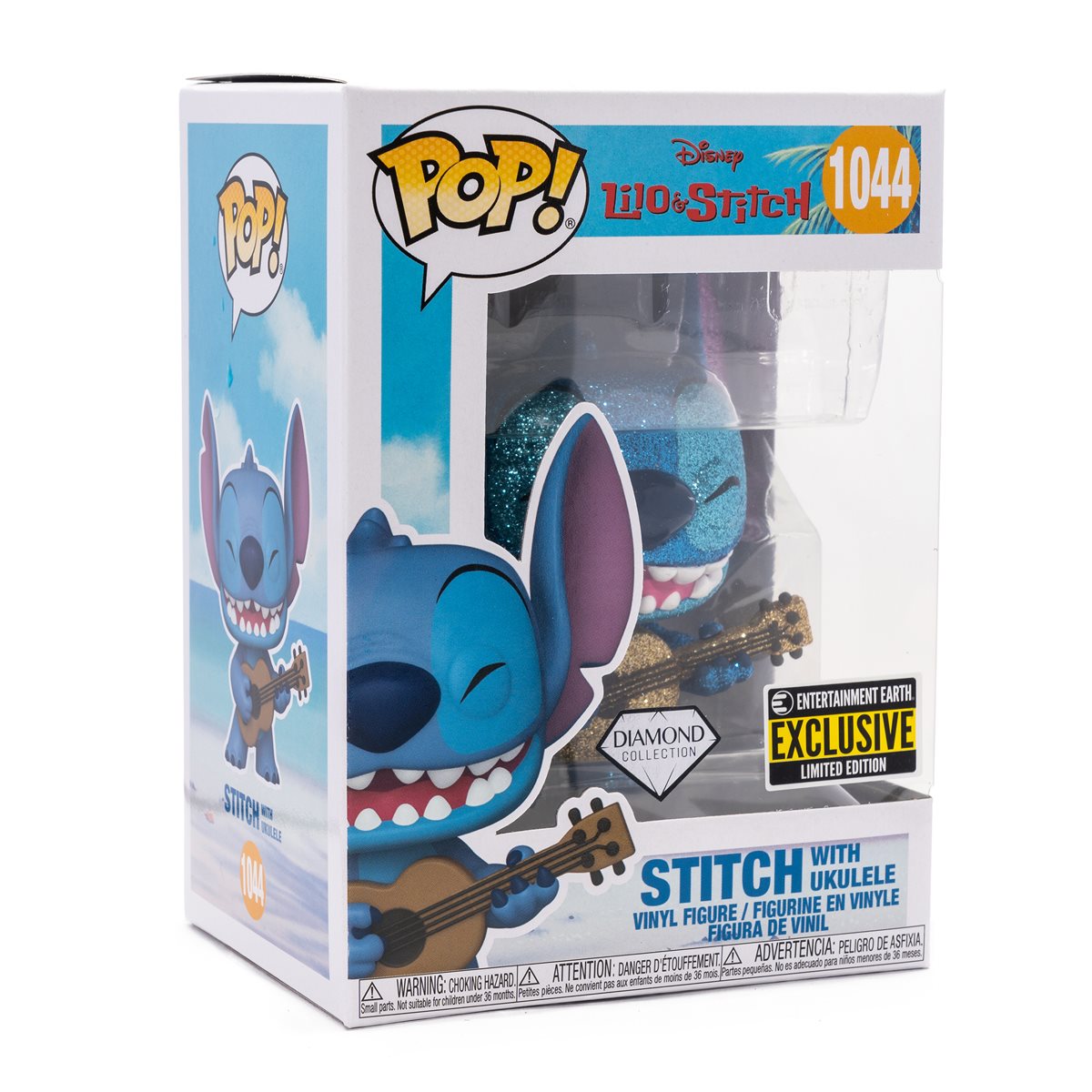 Lilo & Stitch Stitch with Ukulele Diamond Glitter Funko Pop! Vinyl Figure - Entertainment Earth Exclusive